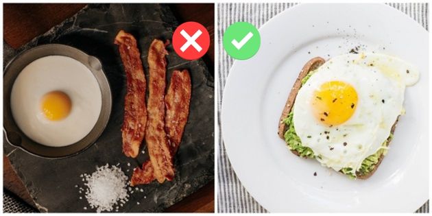 Bacon cu ou ochi vs ou cu avocado și pâine prăjită