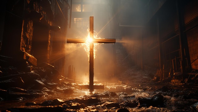 Cruce în flăcări, într-o zonă distrusă de inundații și incendii