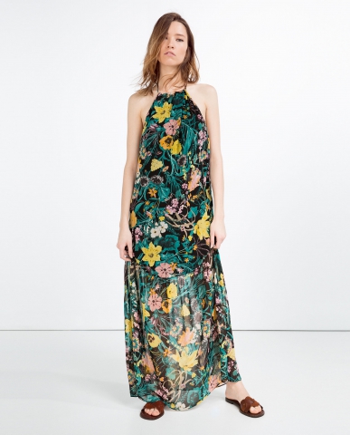 Rochie lungă cu imprimeu Zara