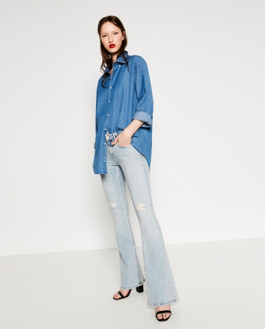 Jeans evazaţi cu talie medie Zara
