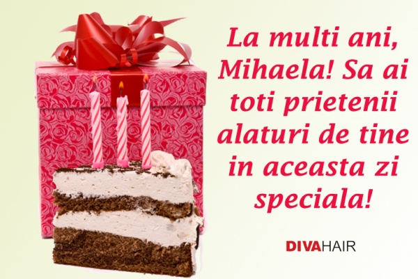 Felicitare Sfantul Mihail si Gavril cu tort pentru Mihaela