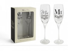 Set 2 pahare pentru sampanie - Mr&Mrs Right Flutes