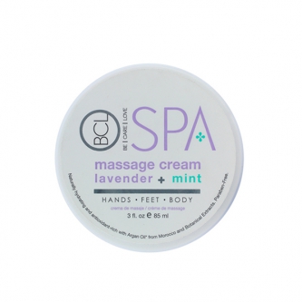 BCL SPA Lavender + Mint Massage Cream cu ingrediente certificate organic 90 ml (3 oz)