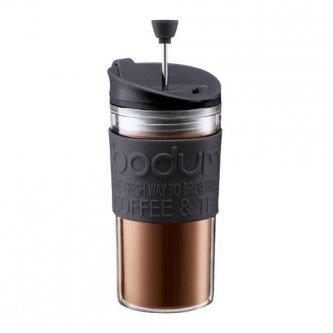 Cafetiera cu infuzor pentru voiaj - Bodum Travel Press Coffee & Tea Maker 350 ml extra lid-Black