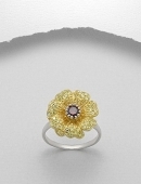 Inel floare din argint placat cu aur 12-1-i23480