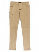 Pantaloni bej cu croiala skinny si fermoare aplicate lateral