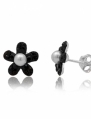 Cercei din argint cu cristale Swarovski negre