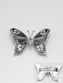 Brosa fluture din argint pictat manual cu email cu marcasite 16-1-i23216