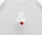 Pandantiv floricele din argint cu zircon rosu 17-1-i25159