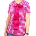 Bluza Depot 96 alb cu roz, cu fundita