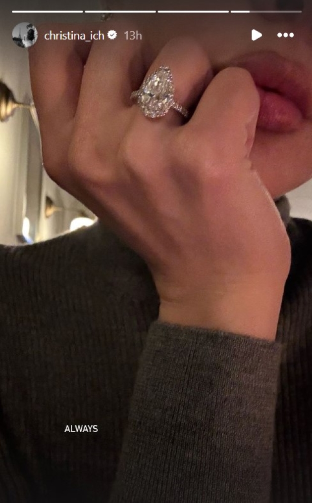 cristina ich instastory isi prezinta inelul cu diamante