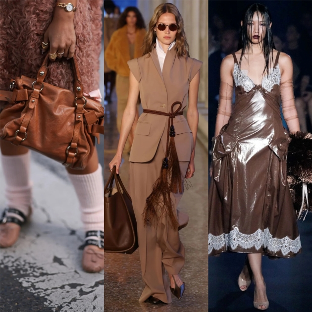colaj fashion cu accesorii mocha mousse, costum max mara si rochie hermes