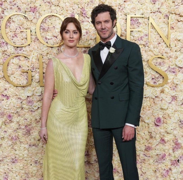 lighton meester si sotul ei, adam brody, la gala globurilor de aur 2025