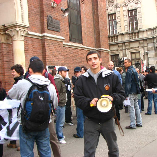 george simion si nicusor dan in 2006, la un protest in capitala