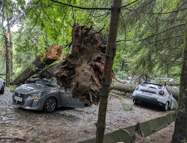 masini distruse la  sinaia. turistii au fost evacuati cu greu