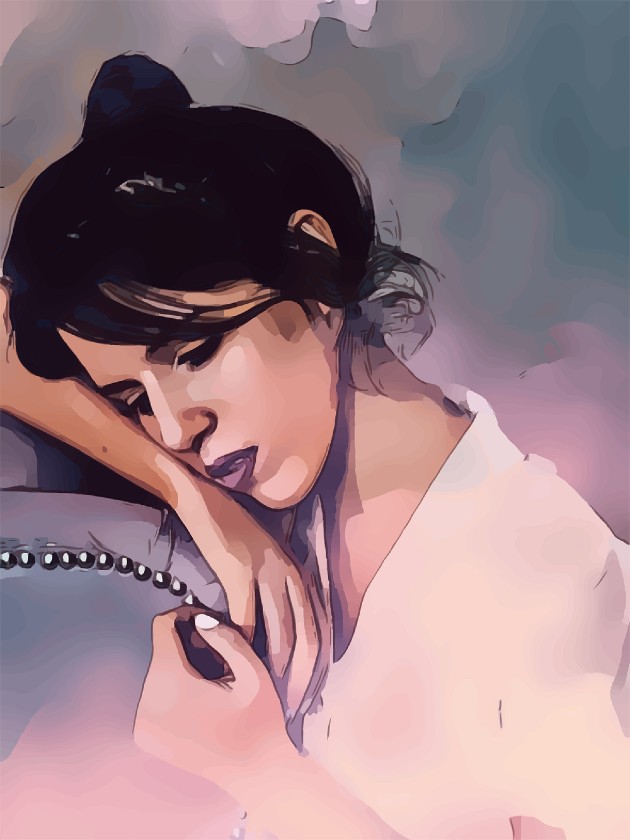 Ilustrație cu o femeie tristă