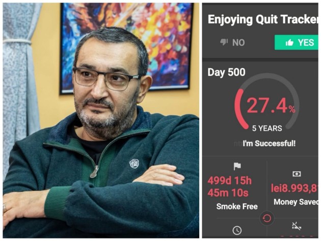Imagine cu Vali Rupiță când avea 500 de zile fără fumat