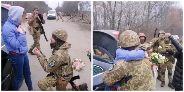 Imagine cu femeie ucraineancă care este cerută de soție pe front