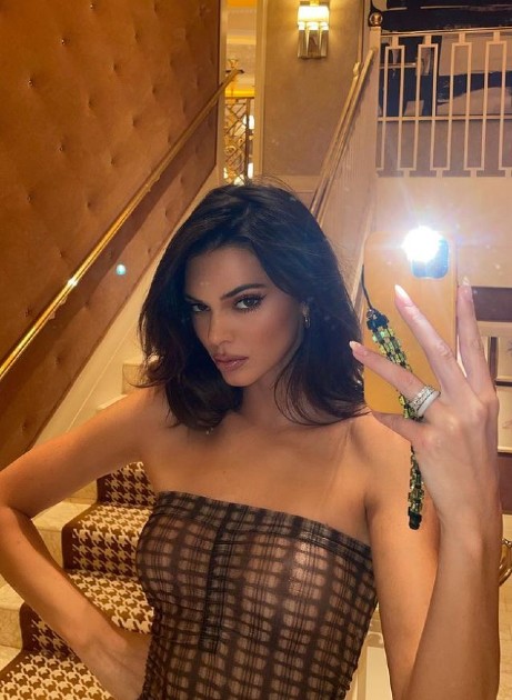 Imagine cu Kendall Jenner în timp ce face o poză în oglindă