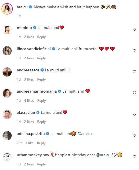 Imagine cu urările de la mulți ani primite de andreea raicu