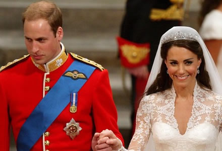 Kate Middleton si Printul William in ziua nuntii lor