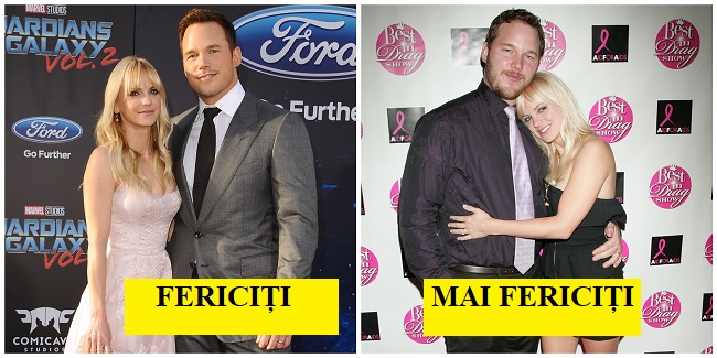 Colaj de imagini cu Chris Pratt și fosta lui soție, Anna Faris, în stânga în anul 2017, iar în dreapta in anul 2009