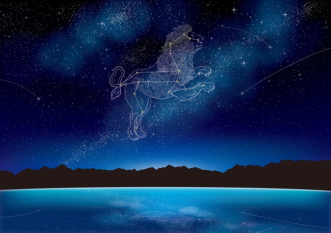 ilustratie cu zodia leu pe un fundal cu stele