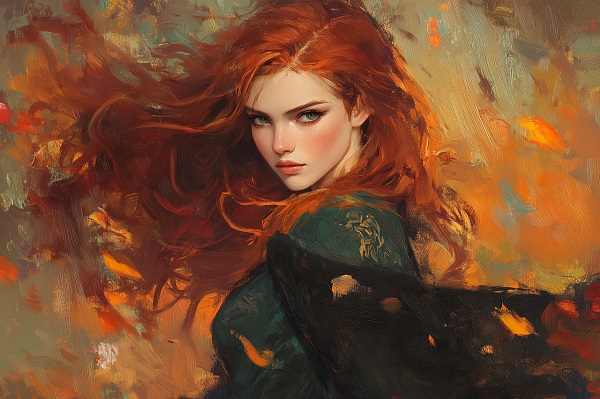 imagine generata AI, portret celtic femeie