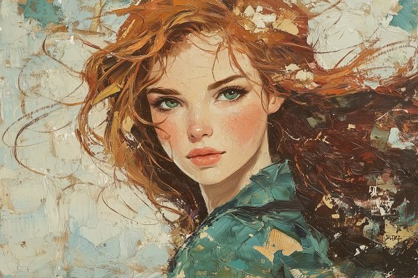 ilustratie generata AI tip pictura, portret zeitate celtica