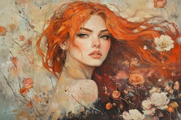 ilustratie generata AI, zeitate celtica cu flori 