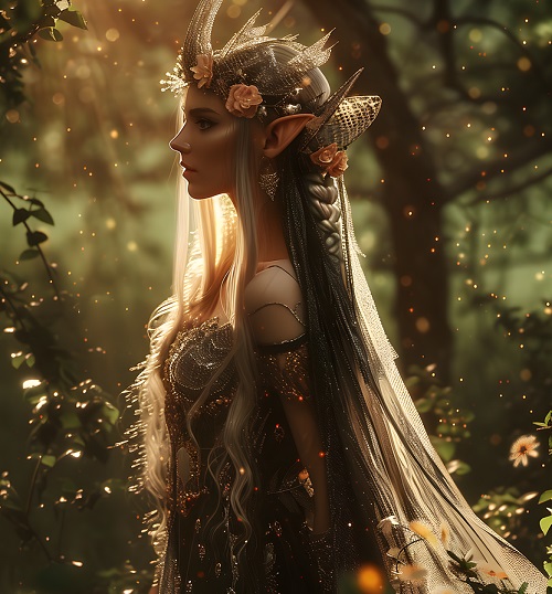 ilustratie generata AI, zana elf in natura