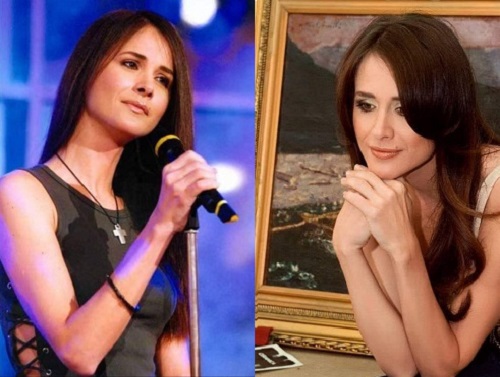 Madalina Manole pe scena cantand si stand ganditoare