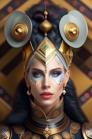 ilustratie generata AI, regina cu accesorii opulente