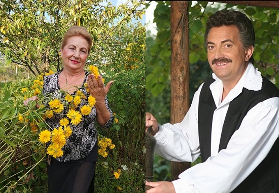 Maria Tărchilă, sora lui Petrică Mîțu Stoian, într-o grădină și imagine cu interpretul