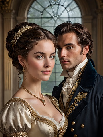 ilustratie generata AI, cuplu aristocrat