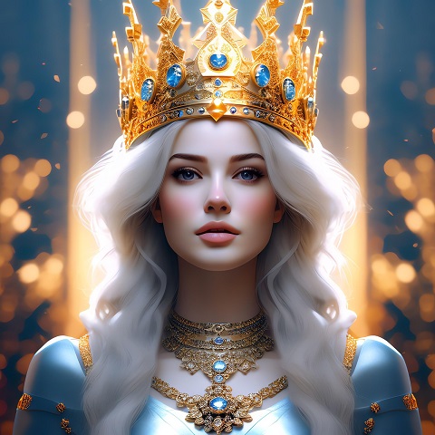 ilustratie generata AI, regina cu ținută albastră