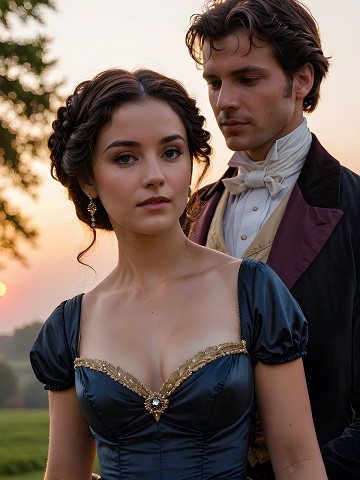 ilustratie generata AI, cuplu princiar tânăr în natură