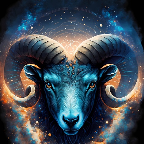 astrologie horoscop reprezentare zodia Berbec &icirc;nconjurata de lumina intr-un cadru cosmic