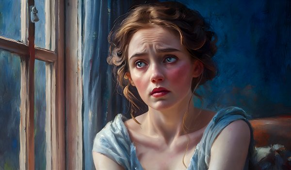 ilustratie generata AI tip pictura, femeie tanara, 