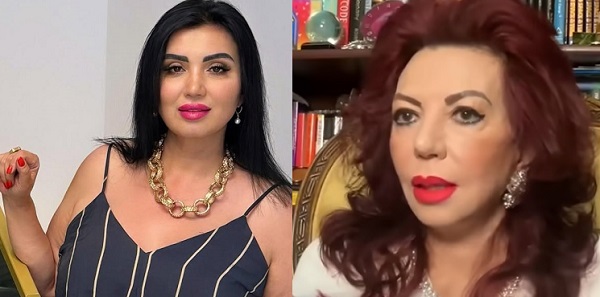 colaj imagini, Adriana Bahmuteanu imbracata cu rochie bleumarin cu dungi galbene, cu bretele subtiri, avand la gat un colier auriu, si Carmen Harra trista, imbracata in alb, stand pe un scaun si avand in spate o biblioteca