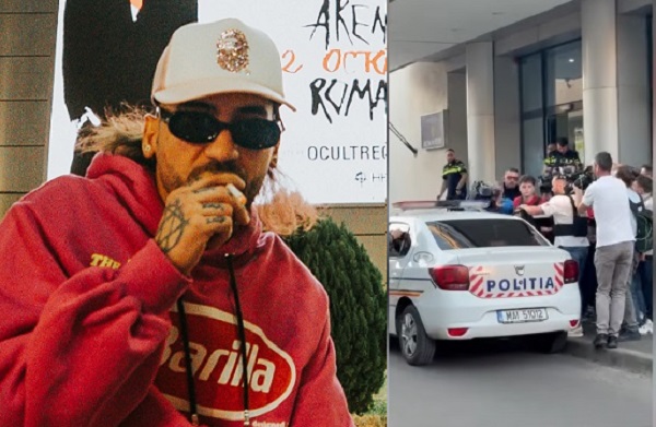 colaj imagini, trapperul Ian, purtand ochelari de soare negri, sapca alba si hanorac rosu, in timp ce tine fumeaza si captură video YouTube, filmare din momentul in care Ian iese de la Politia Capitalei pentru a fi urcat intr-o masina de politie, langa masina aflandu-se si reporteri