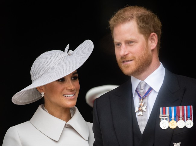 Meghan, Ducesă de Sussex și Prințul Harry, Duce de Sussex, participă la Serviciul Național de Recunoștință la Catedrala St Paul's pe 03 iunie 2022 în Londra, Anglia.