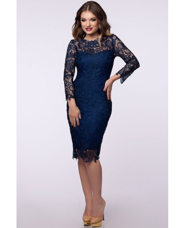 rochie de dantela bleumarin