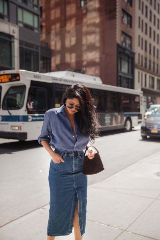 Champagne Junction date Fusta denim | DivaHair.ro