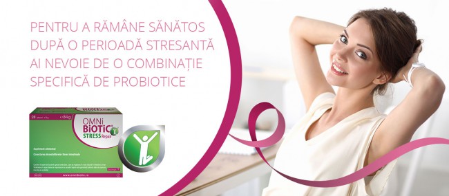 OMNI-BIOTIC® Stress Repair vizual cu femeie linistita si sanatoasa