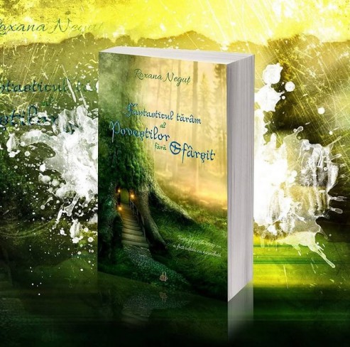fanasticul taram al povestilor fara de sfarsit de roxana negut, carte pe fundal verde