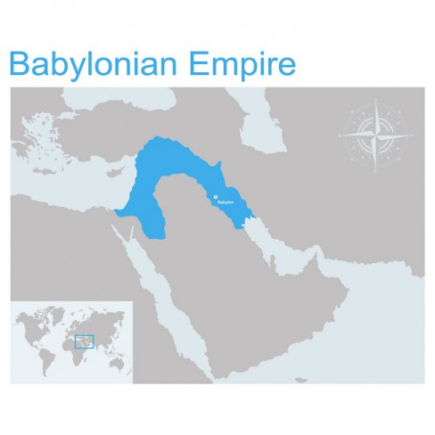 amplasarea babilonului cu culoare albastra pe harta regiunii antice