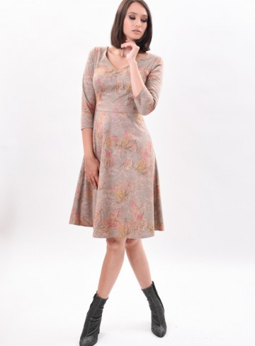 Rochia bej cu print floral