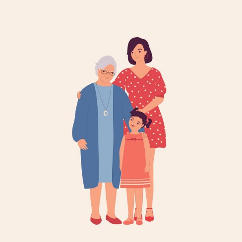 trei generatii de femei: mama, bunica si copil