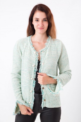 Sacoul tip cardigan verde mentă de la Shardana